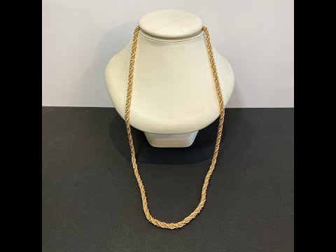 14K Two Tone Rose and Yellow Gold Rope Necklace
