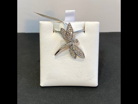 14K White Gold Diamond Dragonfly Pendant .40 Carats