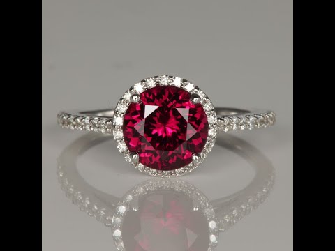 Rhodolite Garnet Ring with Diamonds in 14k White Gold 2.68 Carats