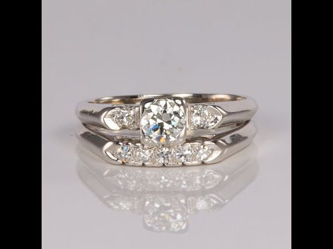 14K White Gold Diamond Ring Set .50 Carats Total
