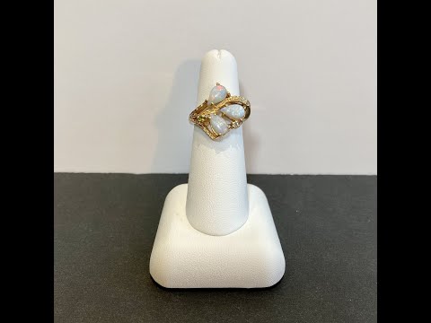 14K Yellow Gold Opal Diamond and Peridot Ring