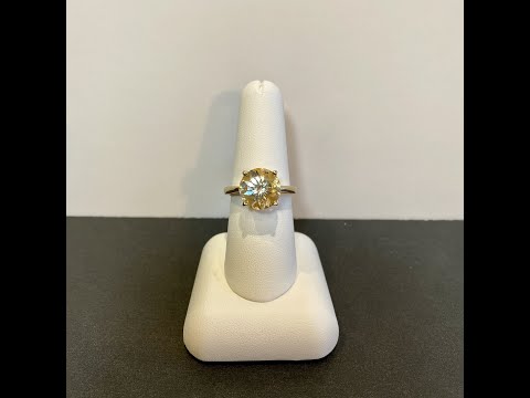 14K Yellow Gold Round Citrine Solitaire Ring