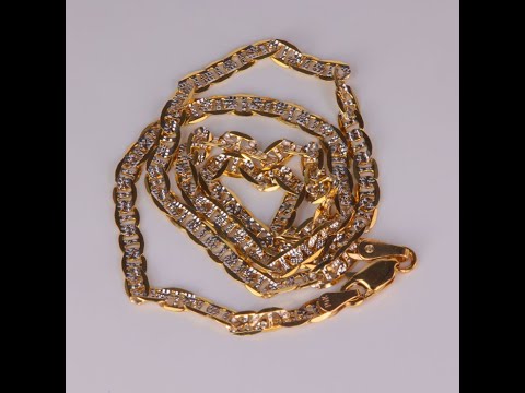 14K Yellow And White Gold Anchor Link Chain 16"