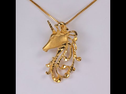 14K Yellow Gold Unicorn Pendant