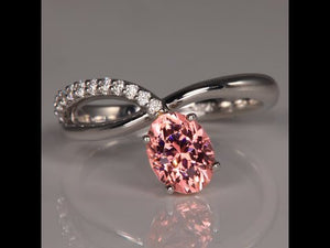 Oval 1.43ct Pink Tourmaline in 14k White Gold with Diamonds