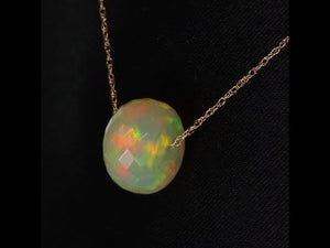 14k Yellow Gold Faceted Opal Bead Necklace 4.50ct