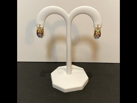 14K Yellow Gold Blue Topaz, Amethyst, and Peridot Earrings