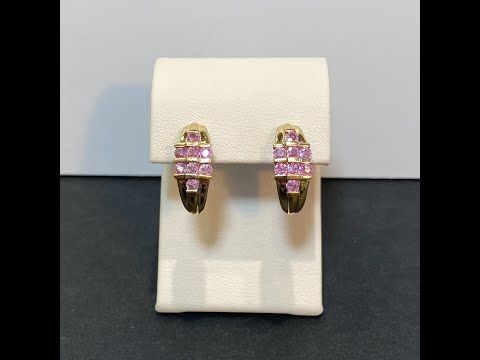14K Yellow Gold Pink Sapphire Earrings 1.0 Carat
