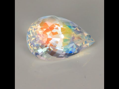 ON HOLD MF Pear Shape Brilliant Cut Faceted Rainbow Moonstone 2.94 Carats