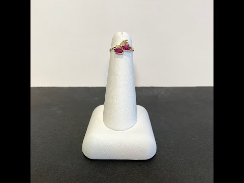 14K Yellow Gold Marquise Ruby and Diamond Ring