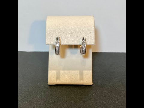 14K White Gold Princess Cut Diamond Huggie Hoops