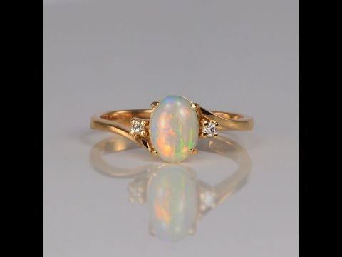 14K Yellow Gold Opal and Diamond Ring .50 Carats