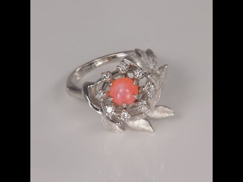 14K White Gold Synthetic Star Sapphire and Diamond Ring