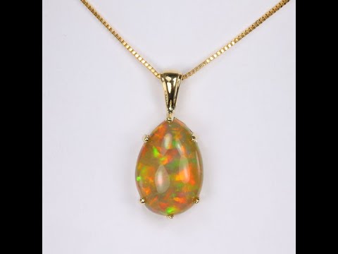 14K Yellow Gold Pear Shape Opal Pendant 5.39 Carats