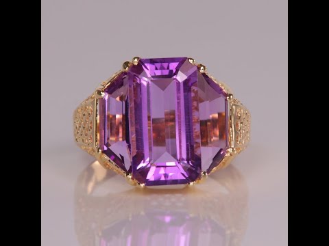 14K Yellow Gold Amethyst Statement Ring 5.00cts