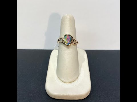 14K Yellow Gold Australian Opal Onyx Doublet Ring