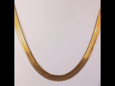 14K Yellow Gold Chevron Herringbone Chain 20"