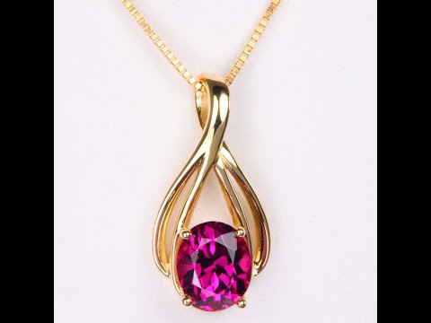 14K Yellow Gold Oval Cut Umbalite Garnet Pendant 2.27 Carats