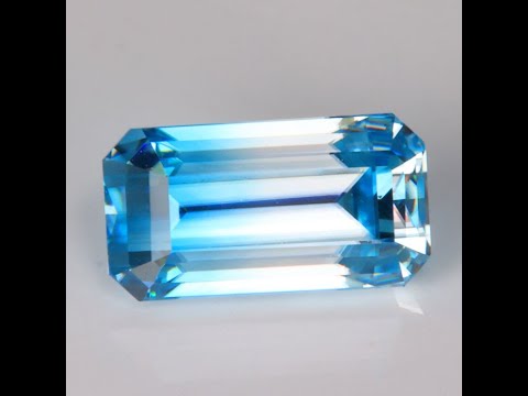 Emerald Cut Bi-Color Blue Zircon from Malawi 3.00 ct
