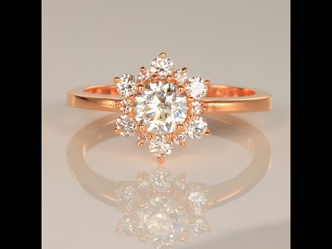 Rose Gold Diamond Ring with Round center .75 carats