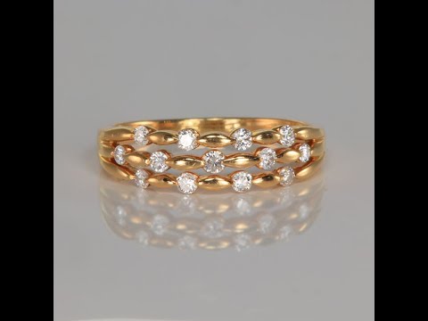 14K Yellow Gold and Diamond Stacked Ring