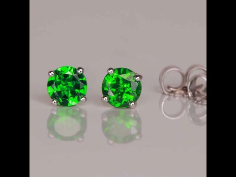 14K White Gold Tsavorite Garnet Earrings .72 Carats