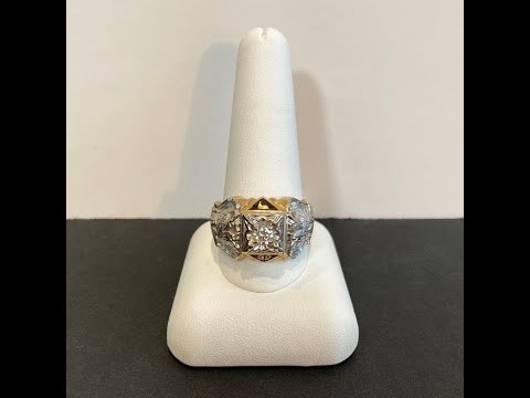 14K White and Yellow Gold and Diamond Scottish Rite Masonic Ring