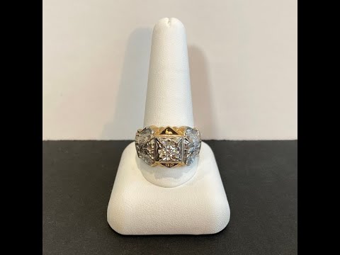 14K White and Yellow Gold and Diamond Scottish Rite Masonic Ring