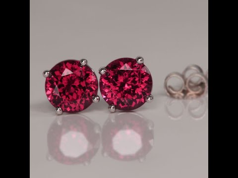 Rhodolite Garnet Earrings in 14k White Gold 2.59ct total weight