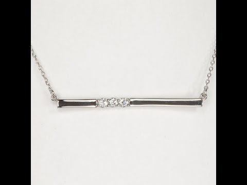 Platinum Bar Necklace with three fine round brilliant diamonds