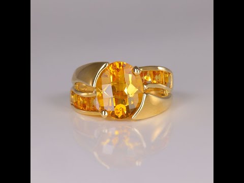 10K Yellow Gold Checkerboard Cut Citrine Ring 3.00 Carats