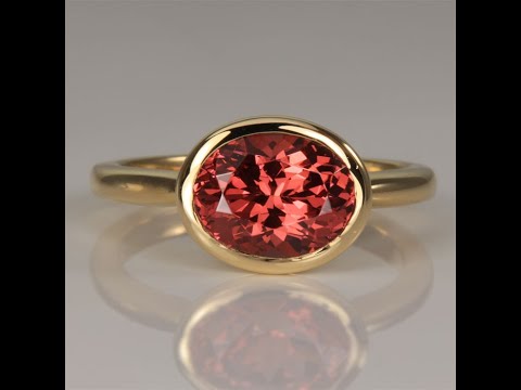 Bezel Set 3.14ct Oval Mahenge Garnet in 14k Yellow Gold