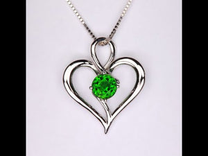 14k White Gold Heart Necklace with a 1.24ct Green Tourmaline