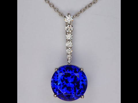 ON HOLD JK Platinum Round Brilliant Tanzanite and Diamond Necklace 6.72 Carats