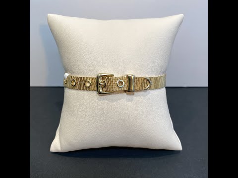 10K Yellow Gold Mesh Adjustable Belt Band Bracelet