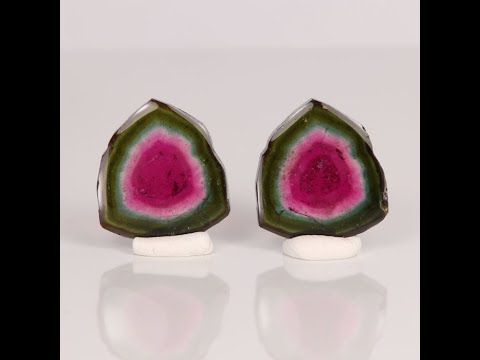 Watermelon Tourmaline Sliced Crystal Pair 13.00 Carats