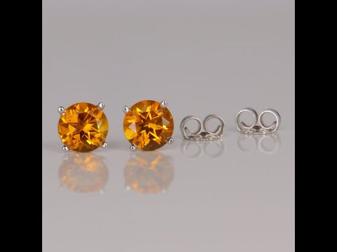 14K White Gold Citrine Stud Earrings 1.46 Carats