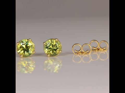 14K Yellow Gold Montana Sapphire Studs Earrings 1.24 Carats
