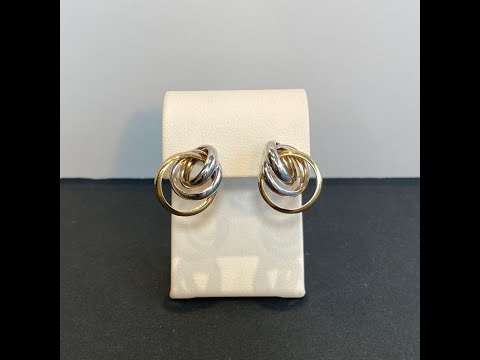 14k White and Yellow Gold Swirled Loop Earrings