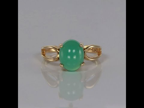 14K Yellow Gold Chrysoprase Ring 2 Carats