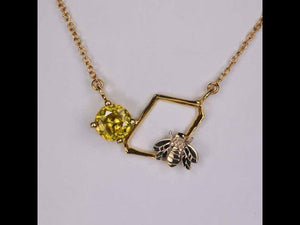 14K Yellow Gold Sphene and Bee Necklace .55 Carats