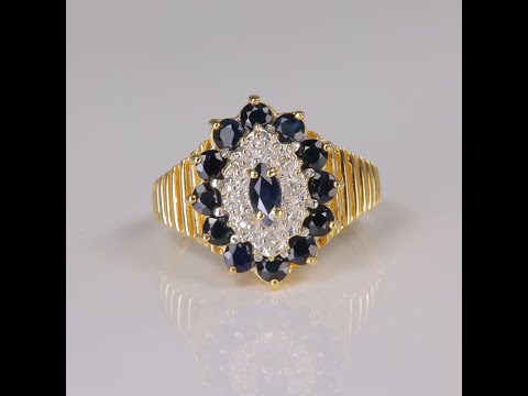 14K Yellow Gold Sapphire and Diamond Accent Ring 1.50 Carats