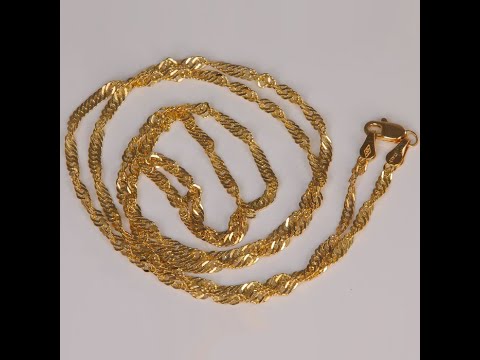 14K Yellow Gold Diamond Cut Twisted Rope Chain 24"