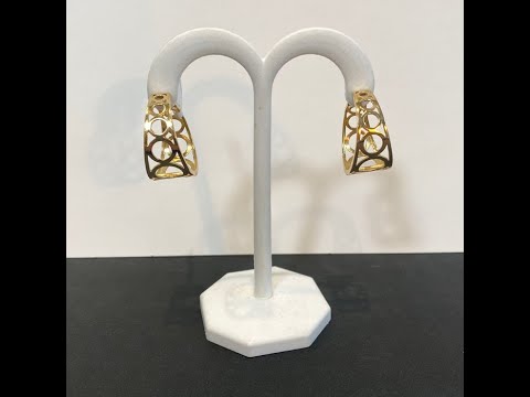 18K Yellow Gold Hoop Earrings with Circular Design