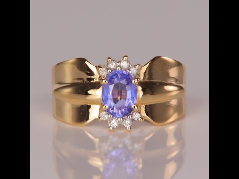 14K Yellow Gold Oval Tanzanite and Diamond Accent Ring 1.50cts