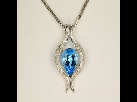 Aquamarine and Diamond Pendant 5.76 Carats