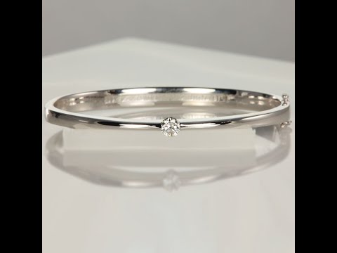 Solid 18k White Gold Natural .46ct Diamond Bangle Bracelet