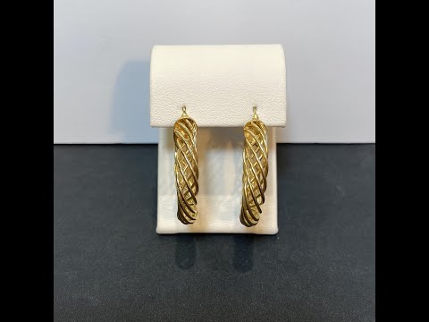 14K Yellow Gold Spiraled Hoop Earrings