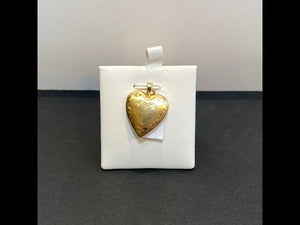 14K Yellow Gold Heart Locket Pendant