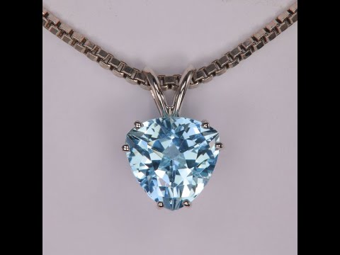 14K White Gold Trilliant Cut Aquamarine Pendant 3.60 Carats